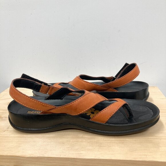 Aerosoft Deke Slingback Sandals, Size‎ Euro 39 US 8, Faux Leather, Orange-Tan - Picture 5 of 11